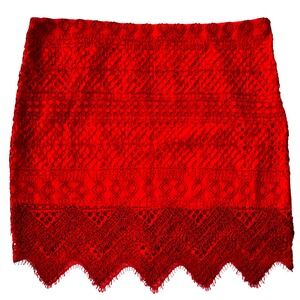 Banana Republic‎ Red Lace Mini Skirt Size 14 Party Cocktail Lined